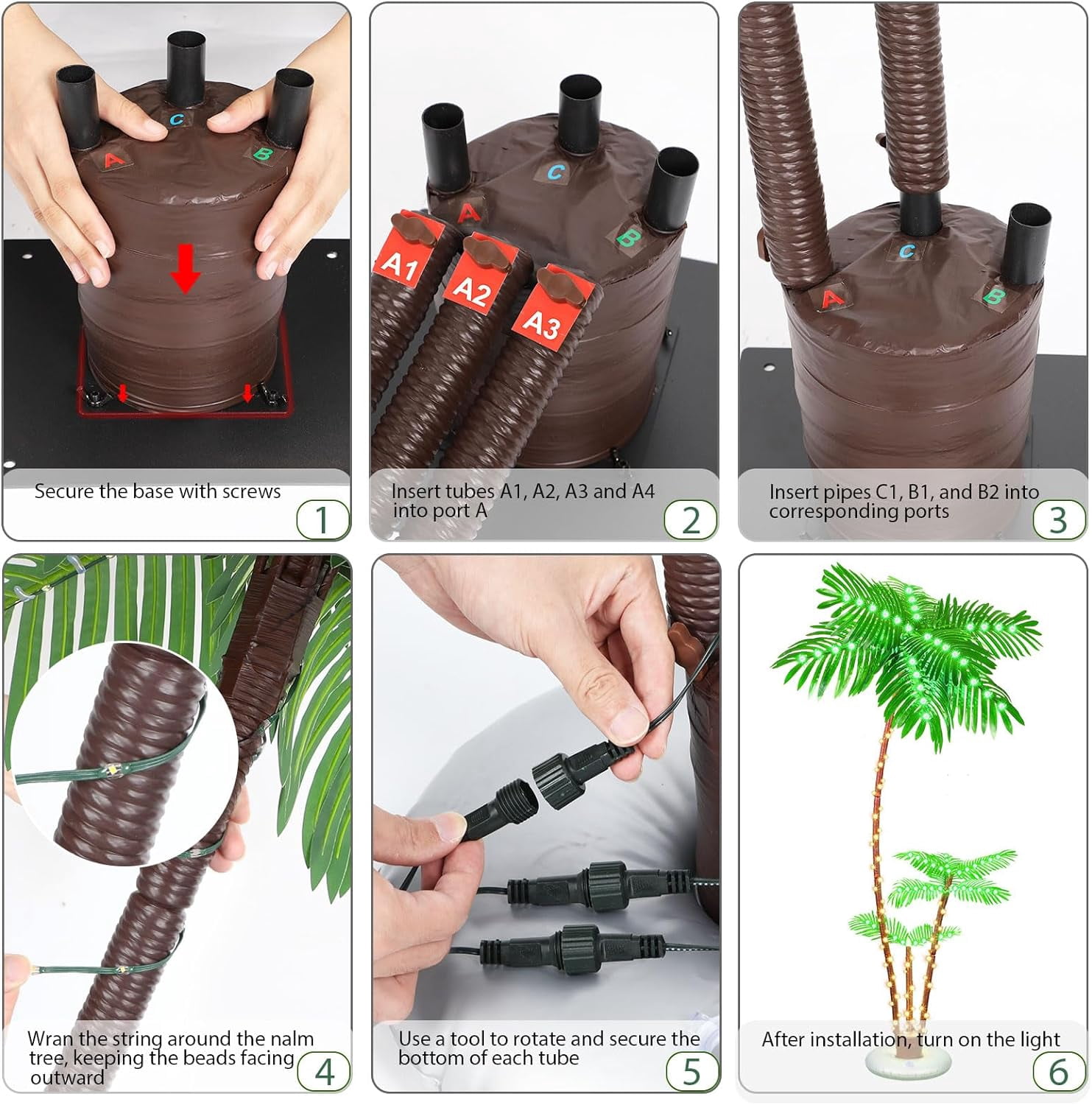 Oumilen 7ft LED Artificial Fake Palm Trees Lights for Decoration