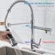thumbnail image 3 of Grifo para Fregadero con 2 Salidas Mezcladora para Cocina De Acero Inoxidable, Tirar del Anillo Libera las Manos, Grifos Monomando Desplegable Llaves para Tarja Incluye 2 Mangueras Fría y Caliente, 3 of 7