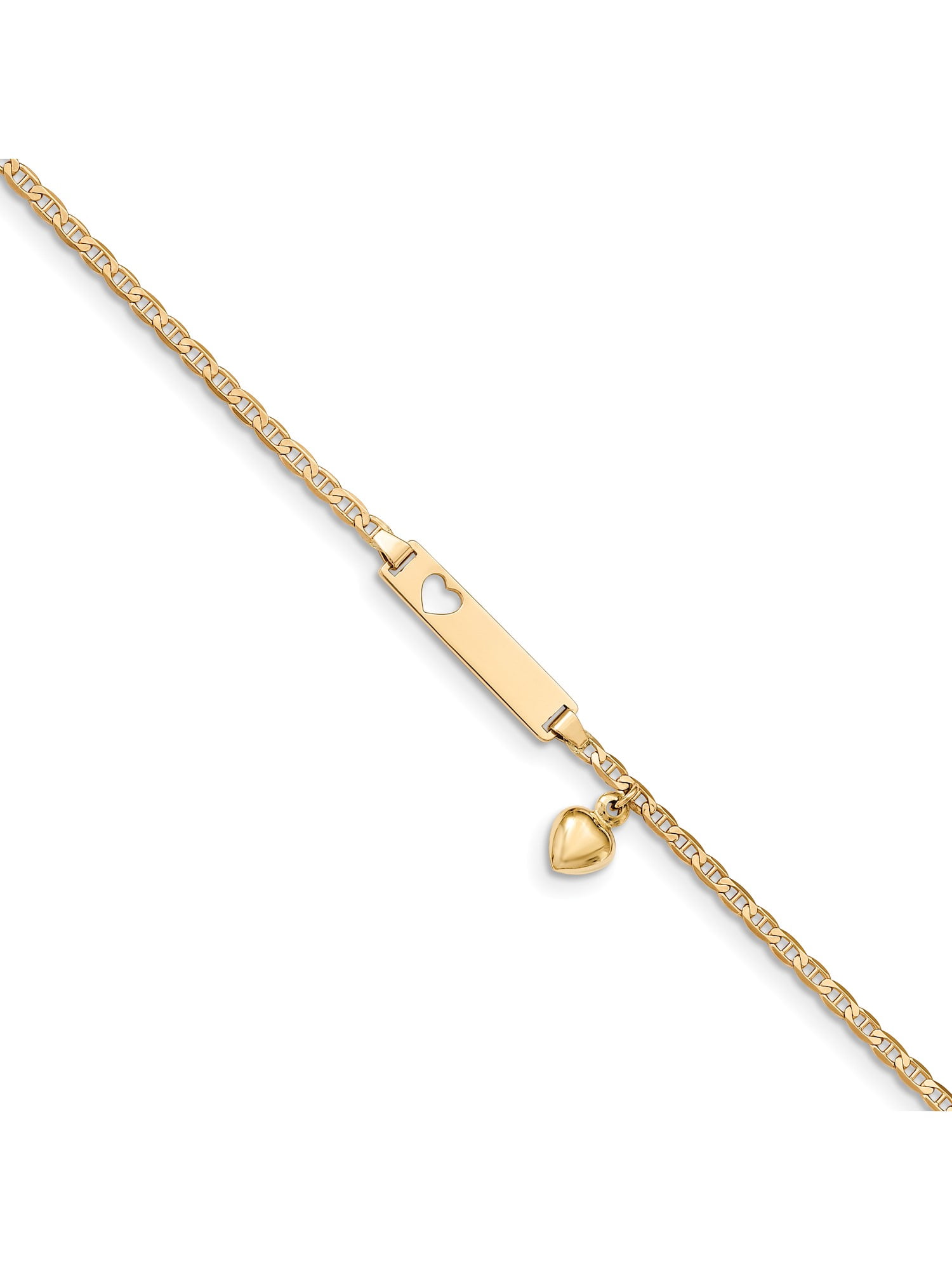 14k Baby ID Anchor with Heart Dangle Bracelet