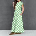 thumbnail image 6 of Spazoro Kids Girls Dresses, Round Neck Fashion Short Sleeve Plaid Princess Dress for Child Girls Green Size 12 T, 6 of 7