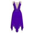 thumbnail image 2 of YIZYIF Kids Girls Lyrical Dance Dress Sleeveless Irregular Tutu Leotard Rhinestone Figure Skating Costume Purple 8, 2 of 5