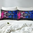 thumbnail image 4 of Erosebridal Dirt Bike Sheet Set Twin,Geometric Buffalo Bedding Sets Twin Size,Blue Pink Twin Sheet Sets,Lightweight Motorcycle Room Decoration,3pcs, 4 of 7