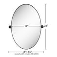 thumbnail image 6 of 18 in. x 28 in. Oval Black Metal Framed Vanity Bathroom Pivot Wall Mirror, 6 of 9