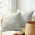 thumbnail image 5 of Sage Green Leaf Pillow Covers 18x18 Inch Set of 2 Neutral Leaves and Branch Outdoor Decorative Throw Pillows Rustic Farmhouse Pillowcases Cushion Covers for Couch Home Decor, 5 of 6