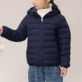 thumbnail image 2 of SEAOPEN 3-16 Years Children's Fashion Solid Color Lightweight Down Cotton Jacket Long Sleeved Hooded Casual Jacket/Jacket under $10.00 Navy,160, 2 of 6