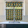 thumbnail image 3 of Bohemian Floral Kitchen Curtains 36 Inch Short - 3 Panel Vintage Farmhouse Set with Wildflowers & Sunshine, Rod Pocket Window Treatment, 3 of 6