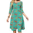 thumbnail image 1 of Vestido de escote cuadrado con estampado de Craw-Teal, bonito y holgado, elegante vestido de fiesta en la playa, 1 of 6