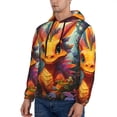 thumbnail image 3 of Picia Colorful Flower Chameleon Pattern Casual Men's Hoodie - Lightweight Hooded Sweatshirt with Kangaroo Pocket, Comfortable Pullover for Everyday, Travel-Small, 3 of 7