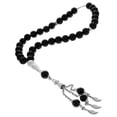 thumbnail image 2 of Muslim 33 Prayer Beads Pilgrimage Natural Agate Beads Rosary Prayer Hand Chain (Black), 2 of 3