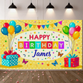 thumbnail image 7 of Colorful Personalized Happy Birthday Banner with Balloons Gift Boxes and Stars Background Party Supplies for Birthday Party Decoration Photography Props Photo Booth Decorations, 7 of 7