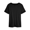 thumbnail image 5 of Olyvenn Cotton V Neck Tops for Women Plus Size Short Sleeve Shirts Losse Solid Tunic Blouse Soft Comfy Summer Daily Wear Black XXXL, 5 of 5