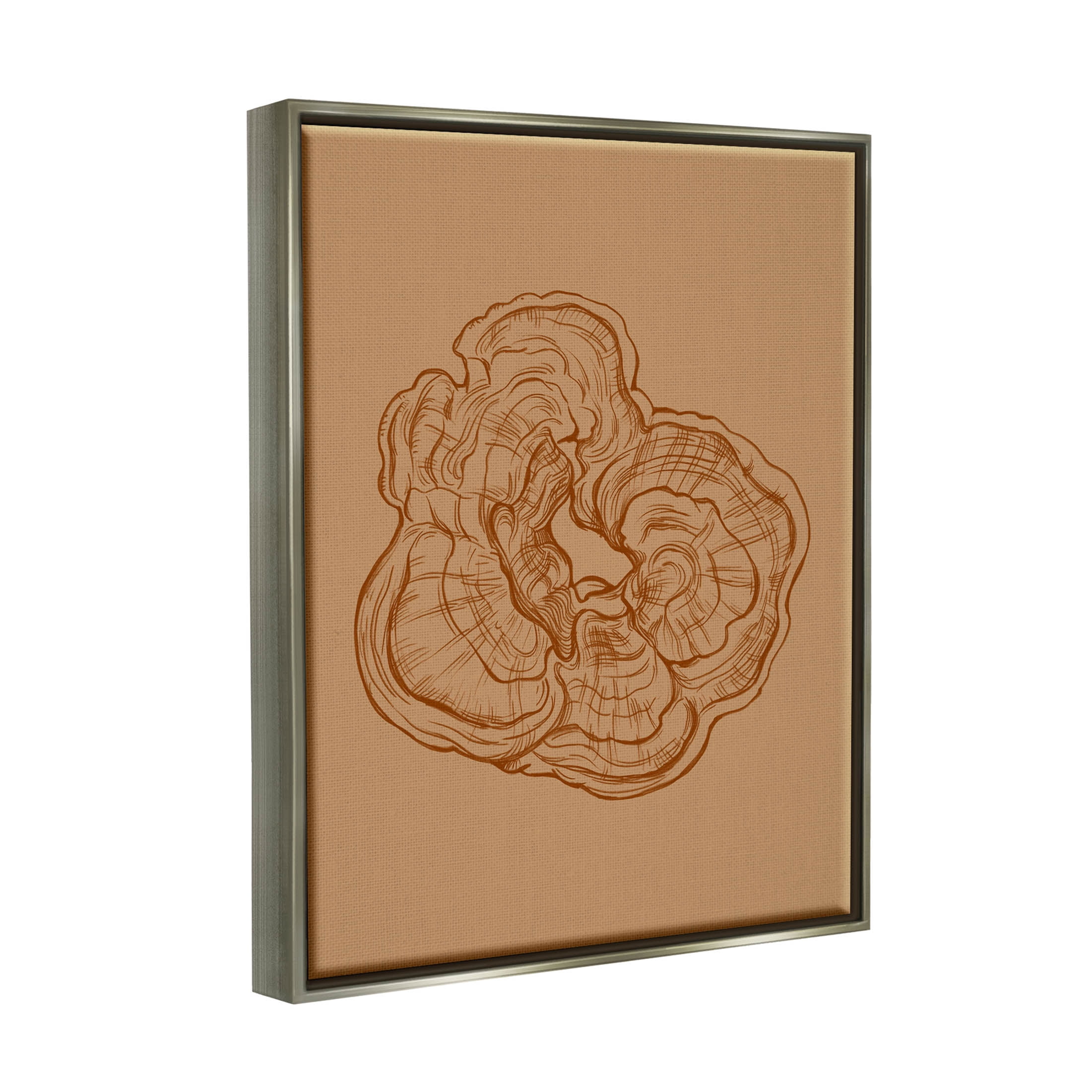 Stupell Industries Detailed Nature Botanical Fungus Graphic Art Luster Gray Floating Framed Canvas Print Wall Art, Design by Ziwei Li