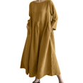 thumbnail image 2 of WTOBBY Fashionable Solid-Color Round-Neck Long-Sleeve Loose Swing Pocket Dress for Ladies Flowy A-Line Silhouette with Functional Pockets Casual Chic for Everyday Outings and Errands,Brown M, 2 of 7