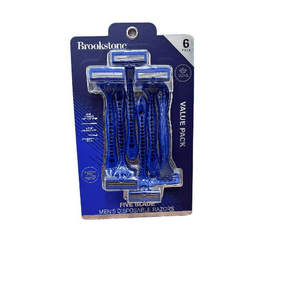 Brookstone Stainless Steel Razor Sharp Five Blades 6 PACK