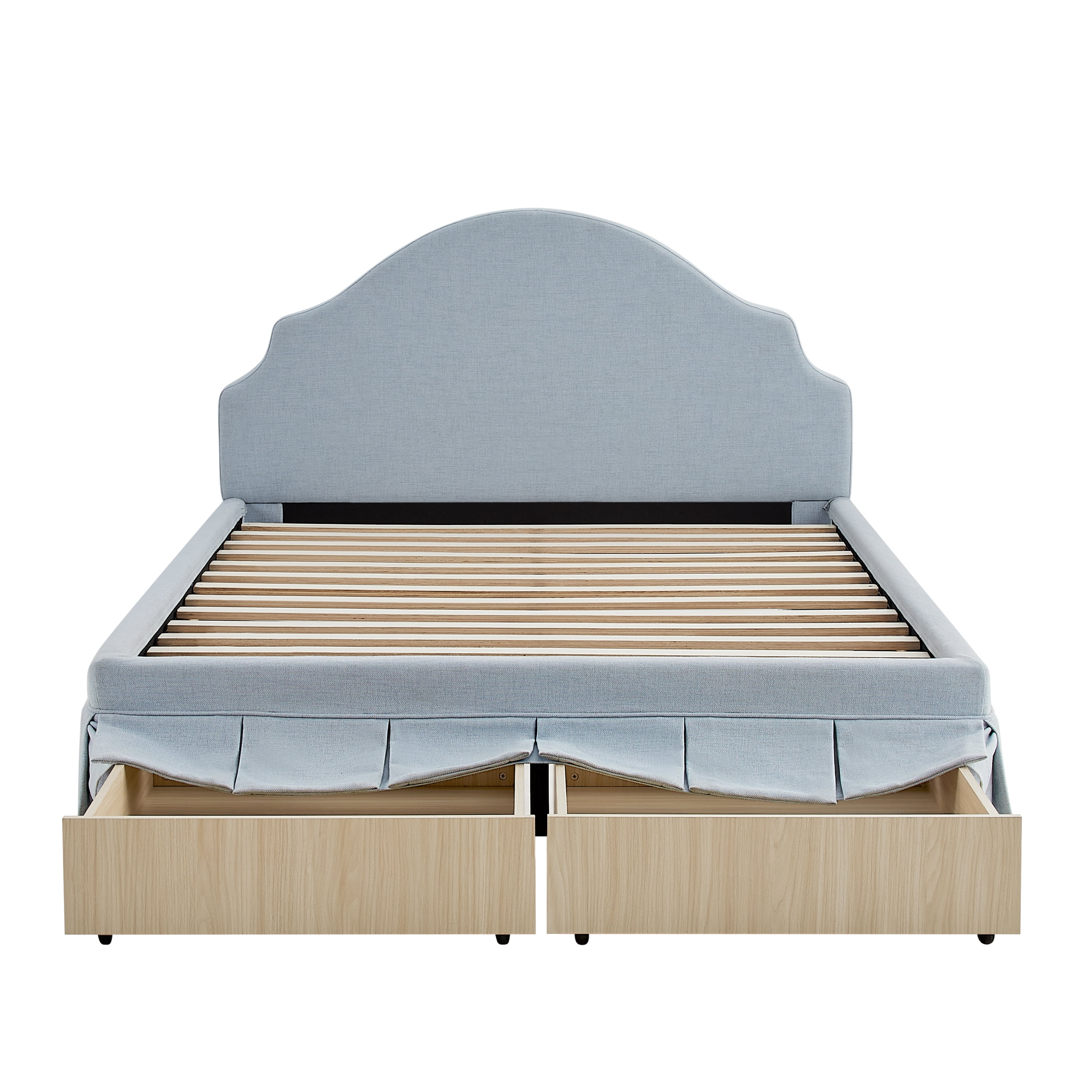 Studio Living Christine Upholstered Storage 39.8" Blue Bed Frame, Queen