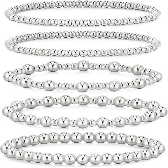 DESIGNICE 2026 New Gold Bracelets for Women Waterproof,For Casual,Party,Gifts 14K Gold Plated Beaded Strand Bead Ball Bracelets Stack Adjustable Jewelry Set for Gifts