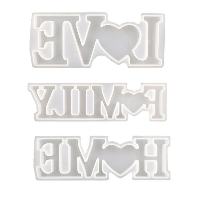 Unatoiry 3pcs Silica Gel Love Sign Word Mold Non-Stick For Resin Crafts Easy To Separate As Shown 1Set