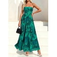 thumbnail image 3 of PRETTYGARDEN Women Strapless Maxi Dress Summer Floral Tube Top Ruched Beach Spring Wedding Guest Long Dresses, 3 of 9