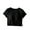 Black, variant on WREESH Women's Built-In Bra Workout Tops Short Sleeve Crop Top with Slim Fitted, Chest Pad, and Solid Color for Versatile Wear Black