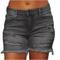 thumbnail image 4 of Edvintorg Plus Size Jean Shorts Women Summer 2025 Woman Solid Color Hole Jeans Short Female Casual Elastic Waist Pocket Loose Solid Shorts Gray XXXL, 4 of 7