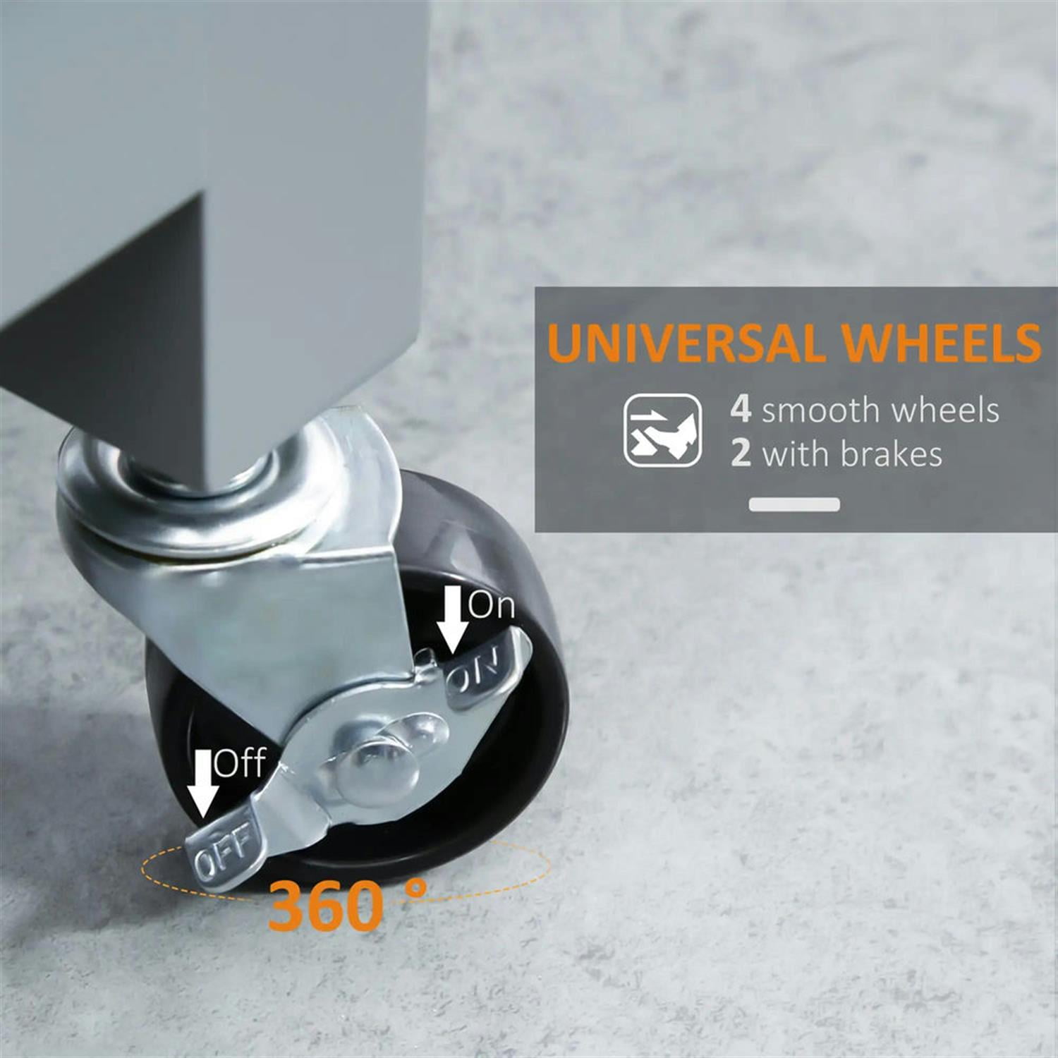 Demi Bonn 34" Kitchen Island Cart on Wheels with Storage Shelf, Rolling Dining Room Serving Utility Carts Mobile Movable with Wood Top and Drawer, Gray