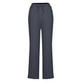 thumbnail image 3 of WIZUTIZ Palazzo Pants for Women Casual Retro Trendy Loose Wide Leg Dress Pants Elastic Spandex High Rise Summer Pants Solid Drawstring with Pockets Summer Pants for Lady Office Graduation Gray, 3 of 6