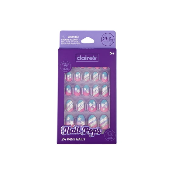 Claire's Ombre Star Print Oval Shaped Press-on Nails, 24 Nails
