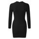 thumbnail image 4 of Gibobby Vestido de punto para mujer Vestido de suéter de punto de cuello cuadrado de cadera de paquete delgado de manga larga sexy para mujer(Negro,M), 4 of 5