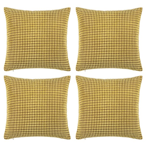 Unique Bargains 4Pack Decoratiove Throw Cushion Pillow Covers Yellow