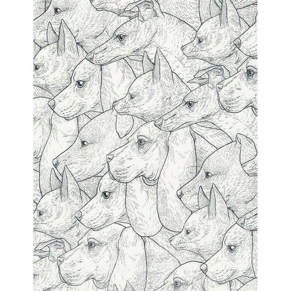 Timeless Treasures Dogs White Side Profile Dog 100% Cotton Fabric sold by the yard