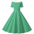 thumbnail image 3 of Kids Girls 50s Polka Dot Vintage Dresses Short Sleeve Swing Party Rockabilly Dress Retro Wedding Casual Skater Dress, 3 of 5