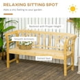 thumbnail image 3 of Outsunny Three-Seater Outdoor Patio Bench, Three-Person Wooden Bench with Wingback Backrest and Armrests, Slatted Seat, Natural, 3 of 9