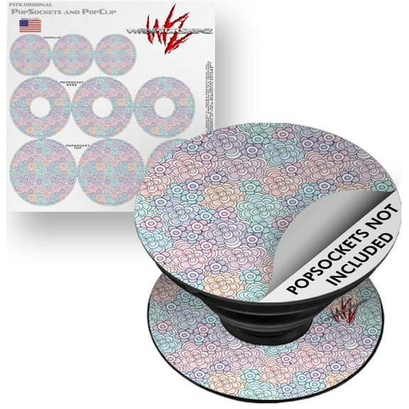 Decal Style Vinyl Skin Wrap 3 Pack for PopSockets Flowers Pattern 08 (POPSOCKET NOT INCLUDED) by WraptorSkinz