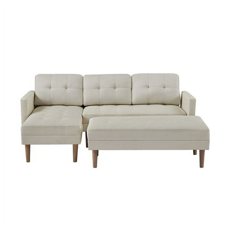 110.6 L-Shaped Sofa with Removable Ottomans and Comfort Lumbar Pillow,  Beige - ModernLuxe