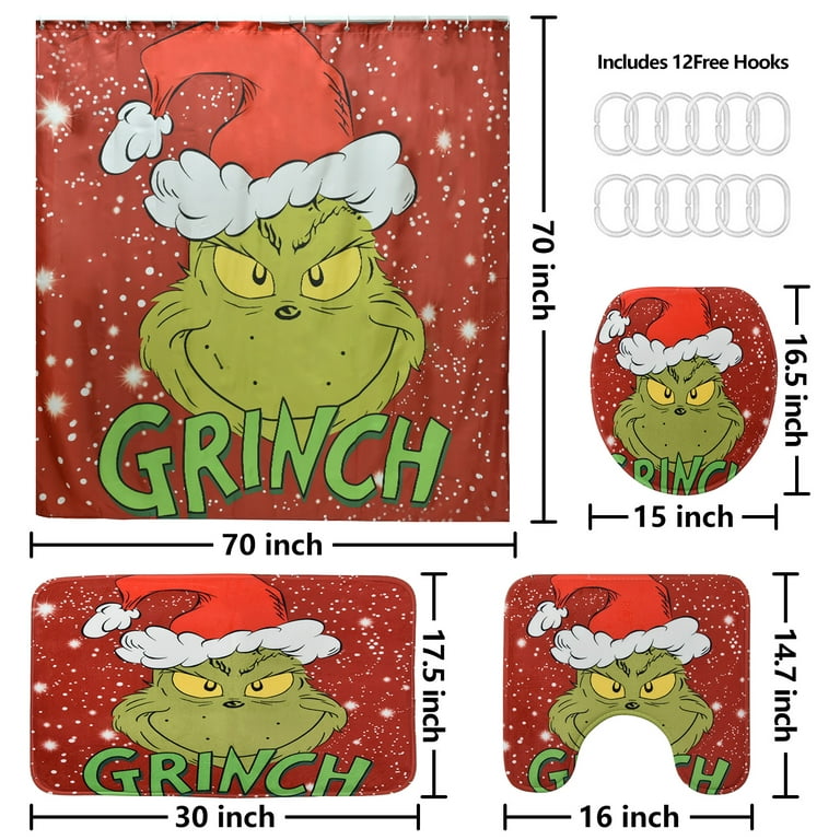 Grinch Christmas Shower Curtain for Bathroom Waterproof Decoration Shower  Curtains Sets Decor Accessories 72x72 Dr.Seuss' How The Grinch Stole