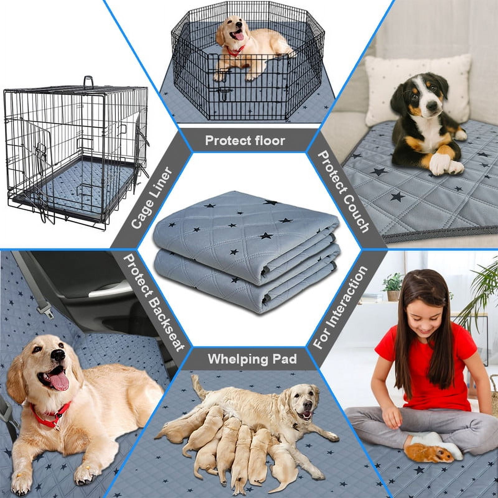 RIOUSSI Washable Pee Pads for Dogs, Puppy Pads for Potty Training with Leakproof Bottom. 1 Pack, 36"x72"