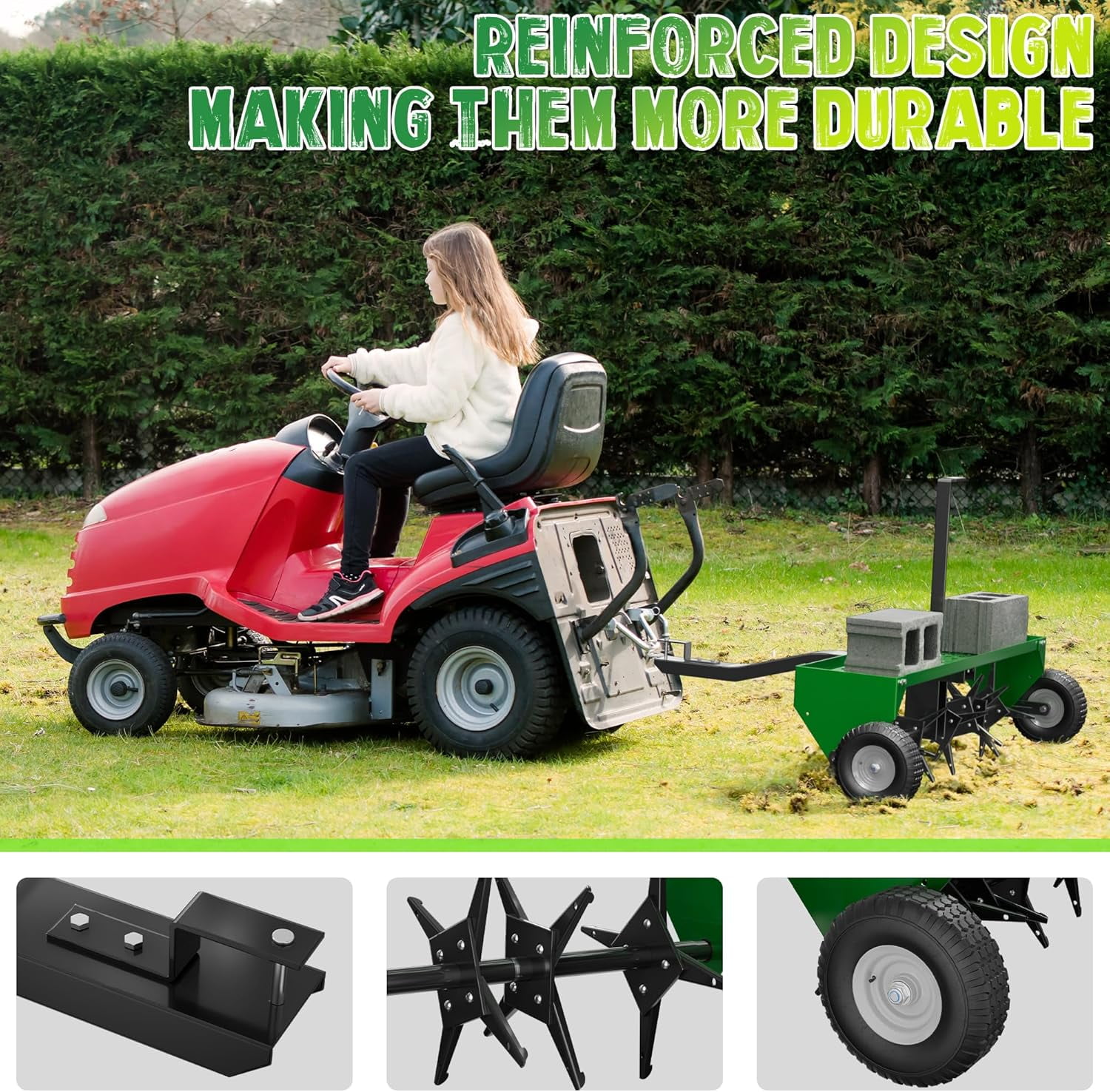48" Lawn Aerator Tow Behind for Plug Aerating W/Universal Hitch for Lawn &Garden