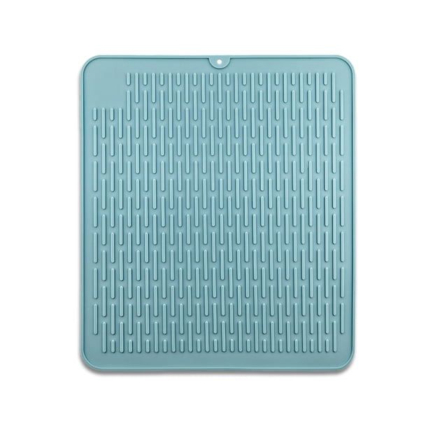 Plato secado estera tazas flexibles placas drenaje vajilla vajilla de vajilla horquillas antideslizante reutilizable mesa de colgante vajilla almohadilla azul Inevent HA047919-05