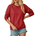 thumbnail image 5 of larppty Womens Oversized Sweatshirts Pullover Casual Crewneck Long Sleeve Tops Comfy Fall Fashion Clothes (Red, L), 5 of 7