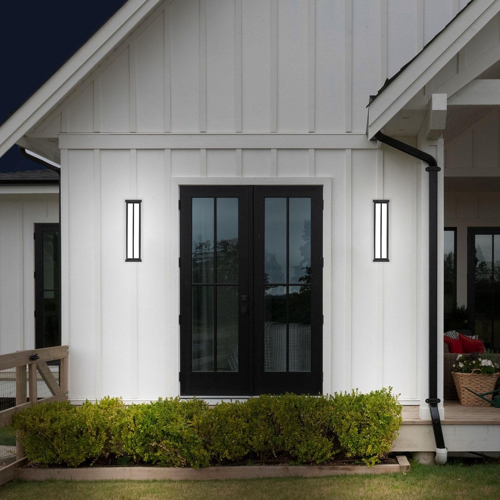 Luxrite LED Outdoor Wall Sconce, 24in Outdoor Wall Light, Black Aluminum, 3CCT 3000K 4000K 5000K, 26W, ETL, IP65 2-Pack