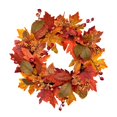 thumbnail image 1 of Corona decorativa de otoño para el salón, la puerta del jardín, con hojas de arce y bayas para Acción de Gracias. Colgador para la puerta de 50 cm para la temporada de otoño., 1 of 8