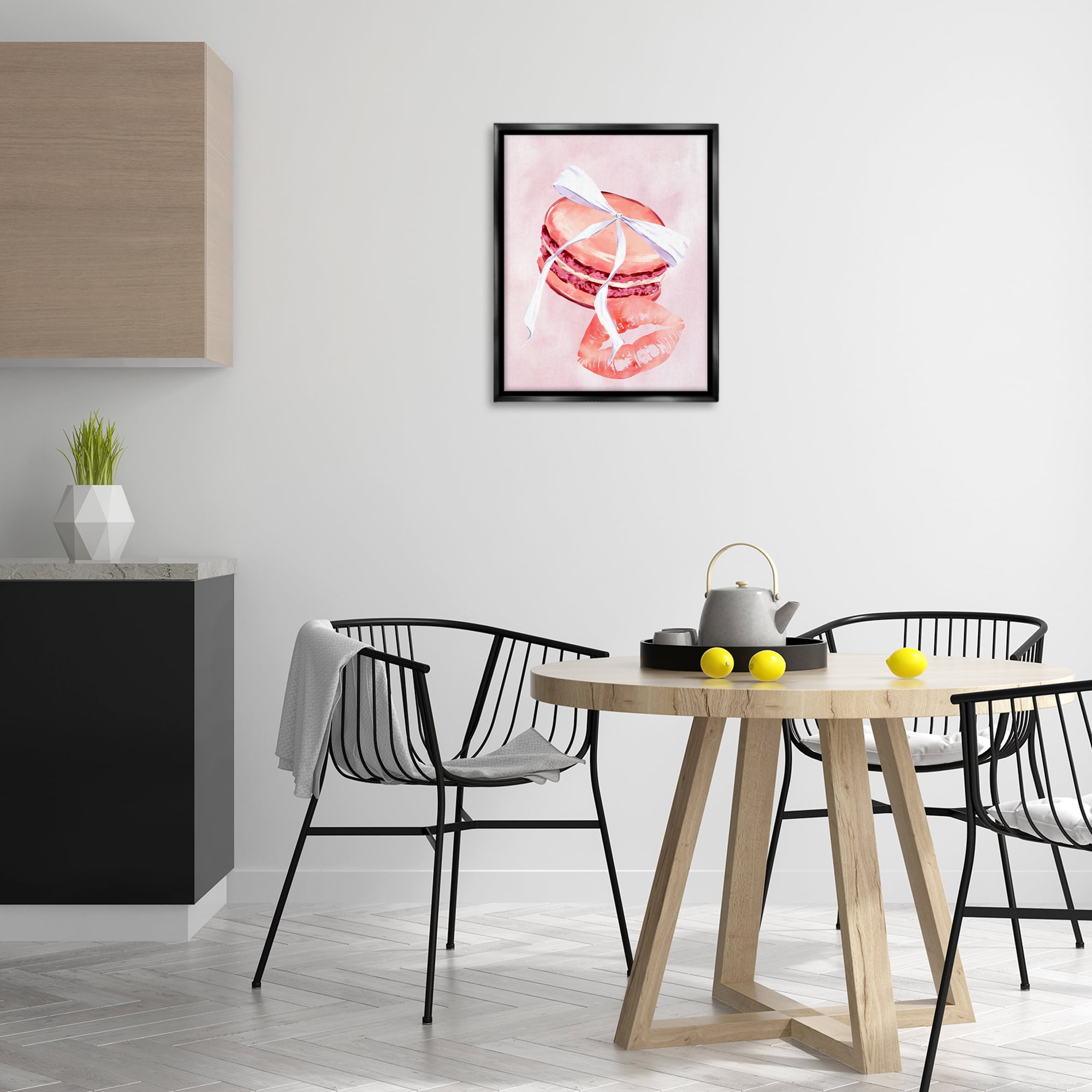 Stupell Industries Glam Macaron Dessert Food & Beverage Painting Black Floater Framed Art Print Wall Art, 17 x 21