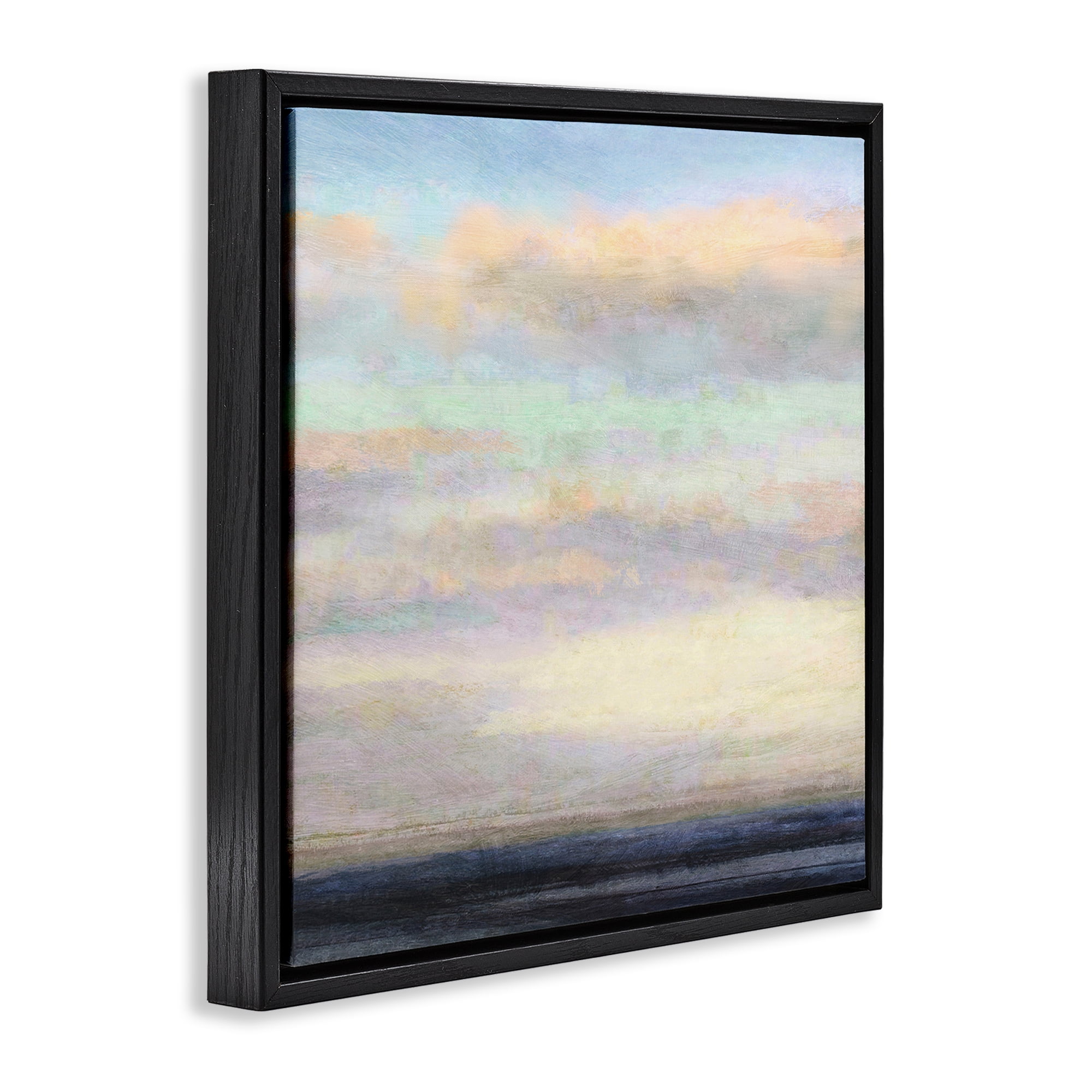 Stupell Industries Cloudy Abstract Bay Scene Coastal Painting Black Floater Framed Canvas Art Print Wall Art, 25 x 25