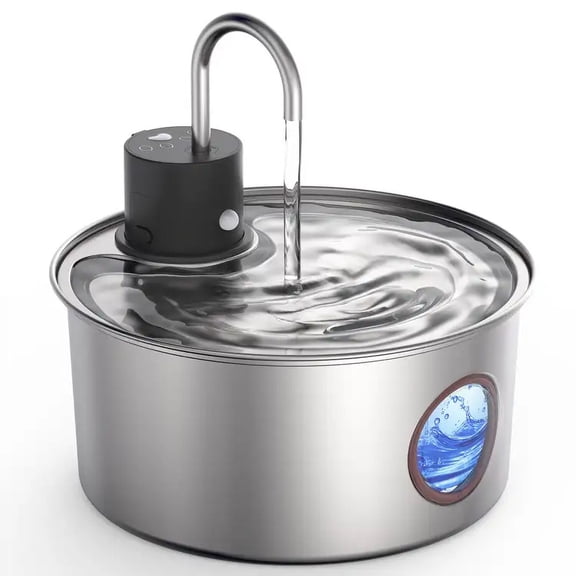Cat Water Fountain Stainless Steel, 108oz/3.2L Pet Fountain Smart, Water Level Window and 4-Layer Filtration Systerm for Cats, Dogs, Multiple Pets