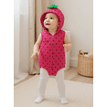 thumbnail image 4 of Rovasas Baby Girls Romper, Sleeveless Hooded Strawberry Bodysuit with Socks, 4 of 9
