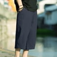 thumbnail image 7 of LODIENY Men's Linen Plus Size (M-5XL) Capri Pants Lightweight Loose Fit 3/4 Pant Elastic Waist Drawstring Harem Casual Beach Yoga Trousers Navy XXXXXL, 7 of 7