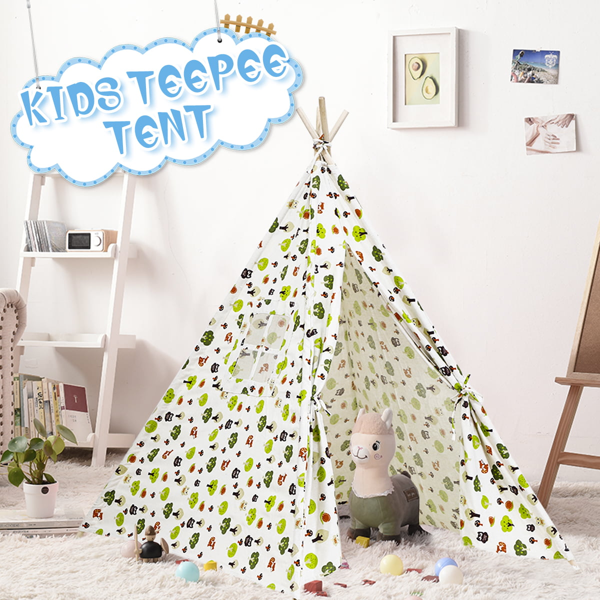 Raw White Canvas Teepee Infantino Kids Teepee Tent Wigwam Indoor Play House DIY 