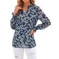thumbnail image 2 of Fantaslook Floral V Neck Blouses for Women Loose Lined Flowy Shirts Trendy Smocked Cuff Long Sleeve Tops, 2 of 9