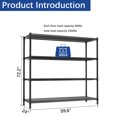 thumbnail image 6 of 4-Wire Shelf Adjustable Heavy Duty Storage Shelves,Metal Organizer Wire Rack for Laundry Bathroom Kitchen Pantry Closet Garage Shelving(Black,24" Dx59.6 Wx72.2 H), 6 of 8