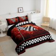 thumbnail image 4 of Manfei Modern Motorcycle Comforter Sets Twin Size, Extreme Sports Comforters & Duvets, Checkered Geometric Reversible Bedding Twin Comforter Set, Microfiber Bedroom Decoration, 2pcs, 4 of 8